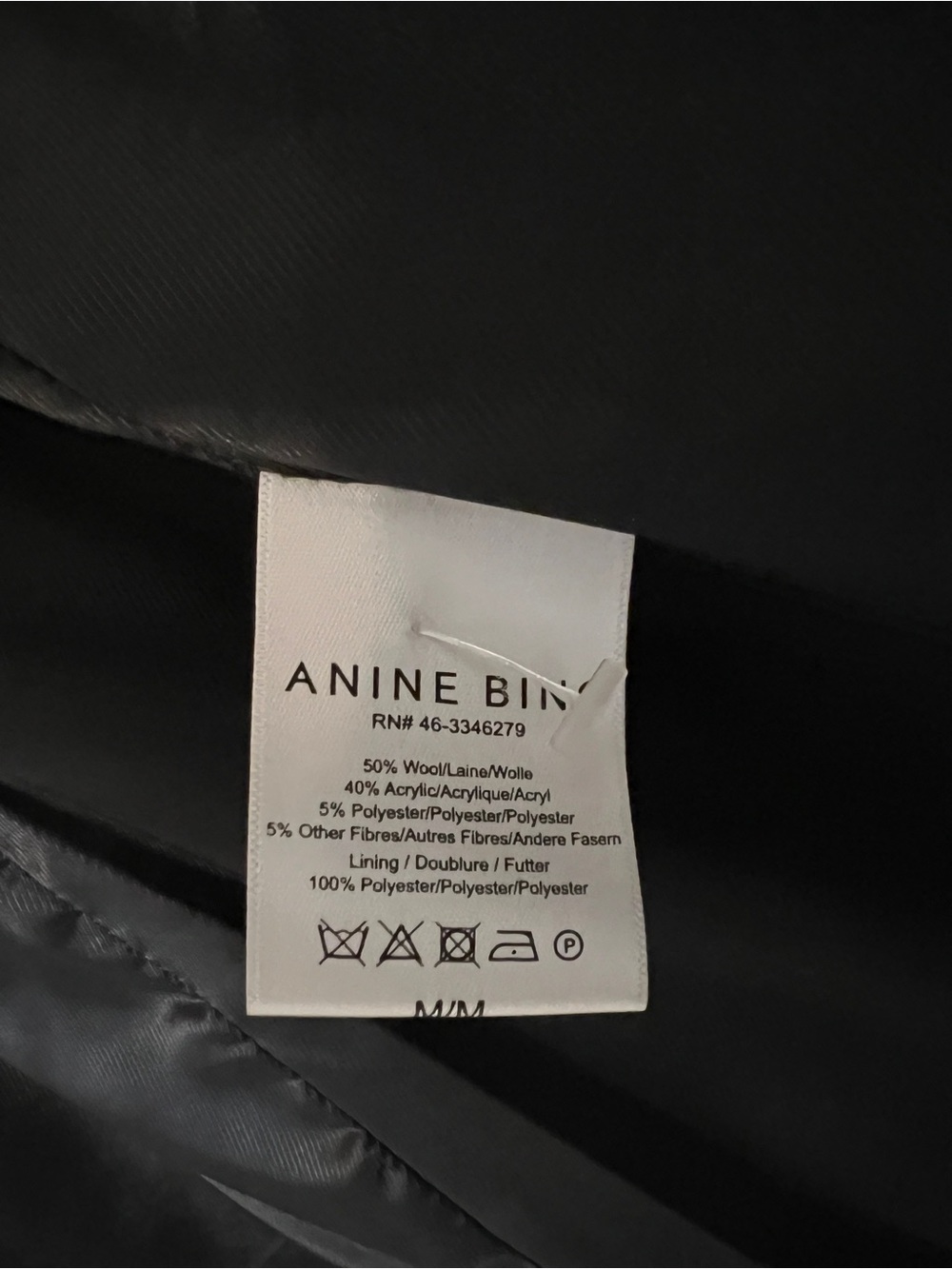 Anine Bing Oversized Kaia Blazer Jacket - size M - Black & Cream - Picture 6 of 9